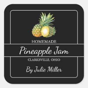 Carré de confiture d'ananas fait maison Étiquette