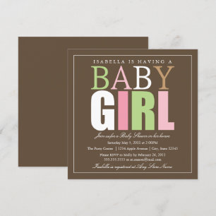 Carré de la petite fille Invitation Baby shower