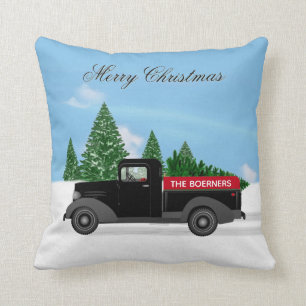 Carré de Noël vintage Camion Coussin