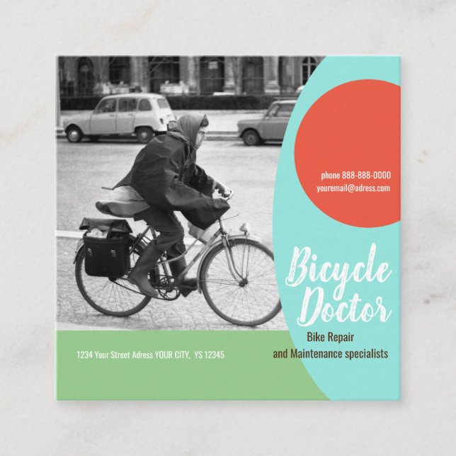 Carré DE RÉPARATION DE BICYCLE, Carte de visite 2, (Devant)