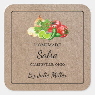 Carré de Salsa maison Étiquette papier Kraft