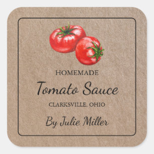 Carré de sauce tomate maison Étiquette papier Kraf