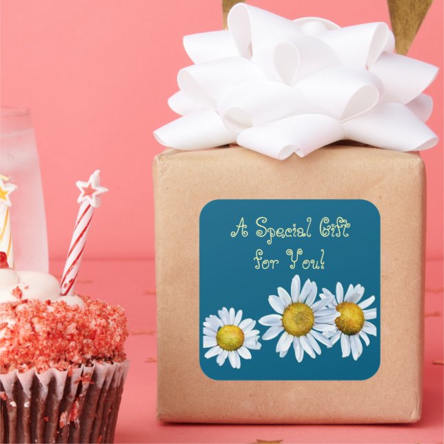 Carré Delightful Daisies Gift Sticker (Fête)