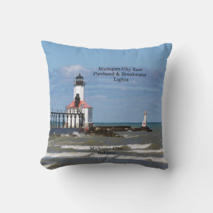 Carré des phares Michigan City coussin