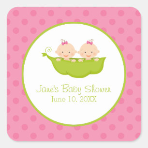 Carré Deux pois dans un Sticker Baby shower de pod, Twin