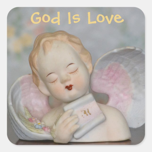 Carré Dieu est amour Ange Sticker (Devant)