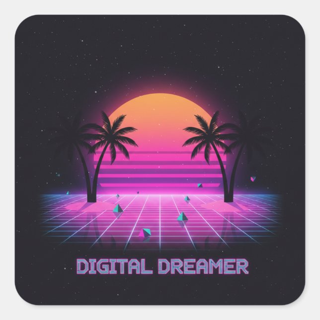 Carré Digital Dreamer Holographic Style Vinyl Sticker (Devant)