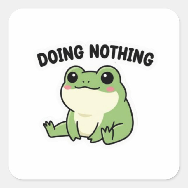 Carré Doing Nothing Frog Sticker Cute Relaxed Frog Meme  (Devant)