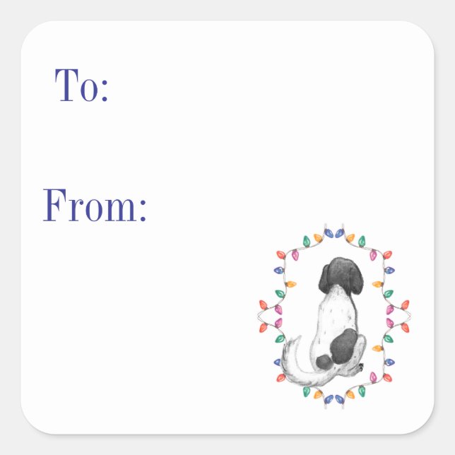 Carré Doris the Dog Holiday Gift Sticker (Devant)