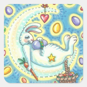 CARRÉ DORMIR PÂQUES BUNNY JELLY BEAN DREAMS MOON STICKER