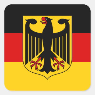 Carré Drapeau allemand avec Sticker en crête (Carré)