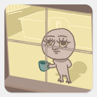 Carré Drôle mec Staring out Window Sticker