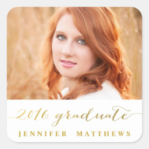Carré écriture Gold Sticker Photo Graduation 2016