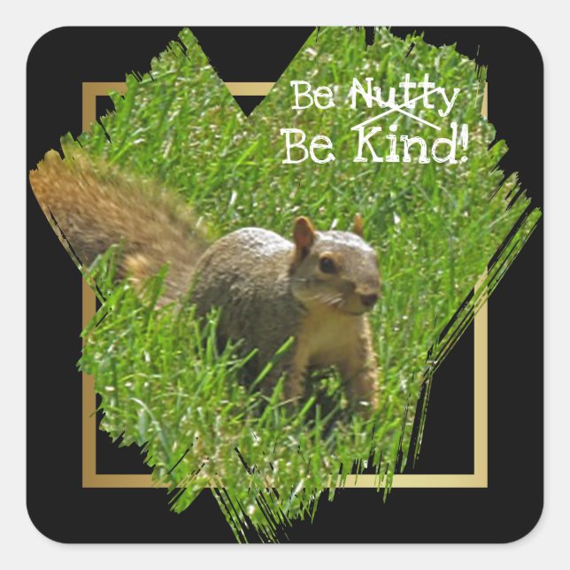 Carré Écureuil Be Nutty Be Kind Sticker (Devant)