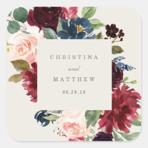 Carré Élégance Automne Mariage Favor Sticker Balise