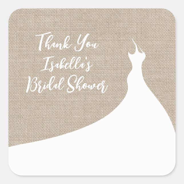 Carré Élégant Fête des mariées Sticker burlap (Devant)