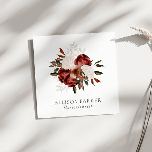 Carré Élégant fleuriste Carte de visite Floriculturiste