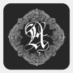 Carré Élégant Goth Initial Un Sticker