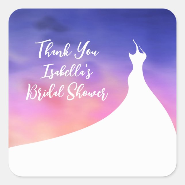 Carré Élégant Sticker Fête des mariées couleur violet (Devant)