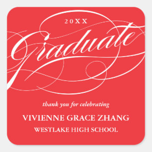 CARRÉ ÉLÉGANT STICKER MERCI GRADUATE SCRIPT