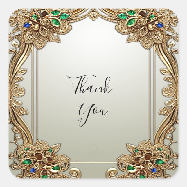 Carré Élégant Sticker Ornate Or (Devant)