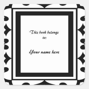 Carré Élégant Sticker Plaque Noir et Blanc
