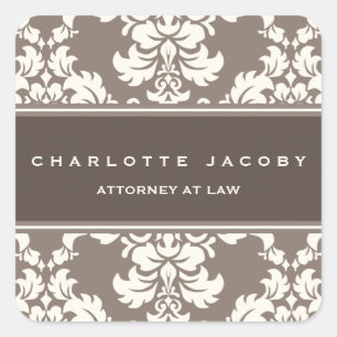 Carré Élégant Taupe Damask Sticker personnalisé