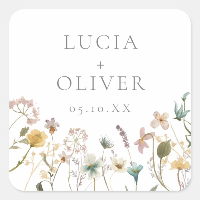 Carré Elegant Wildflower Envelope Sticker (Devant)