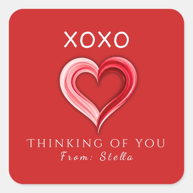 Carré Elegant XOXO Valentine's Sticker • Love Tag (Devant)