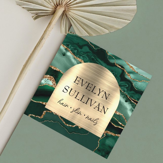 Carré Emerald vert agate faux carte de visite arche (Créateur téléchargé)