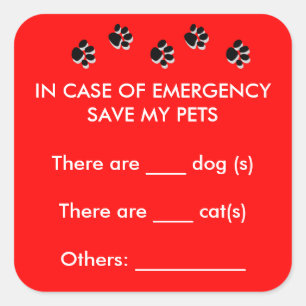 Carré En Coque d'urgence Save My Pets Sticker