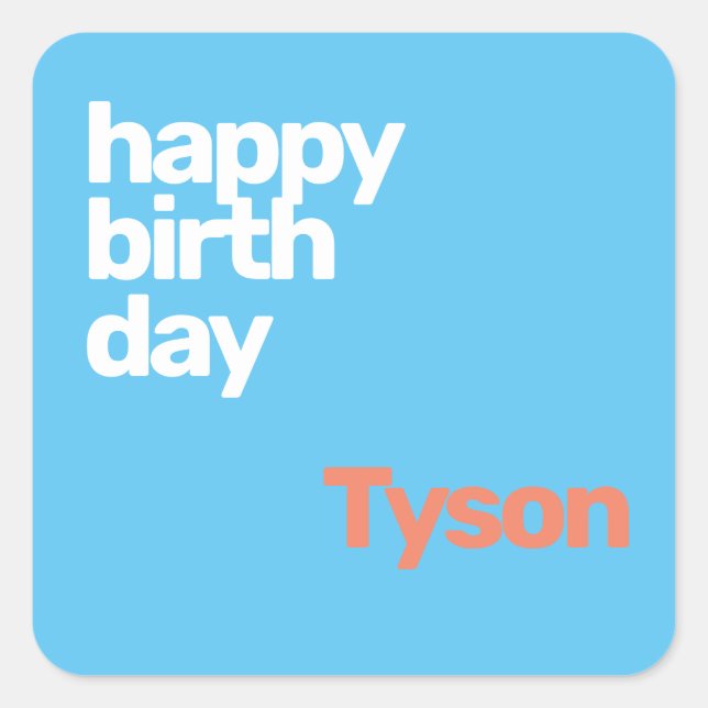 Carré enfant fête heureux Anniversaire sticker minimum s (Devant)