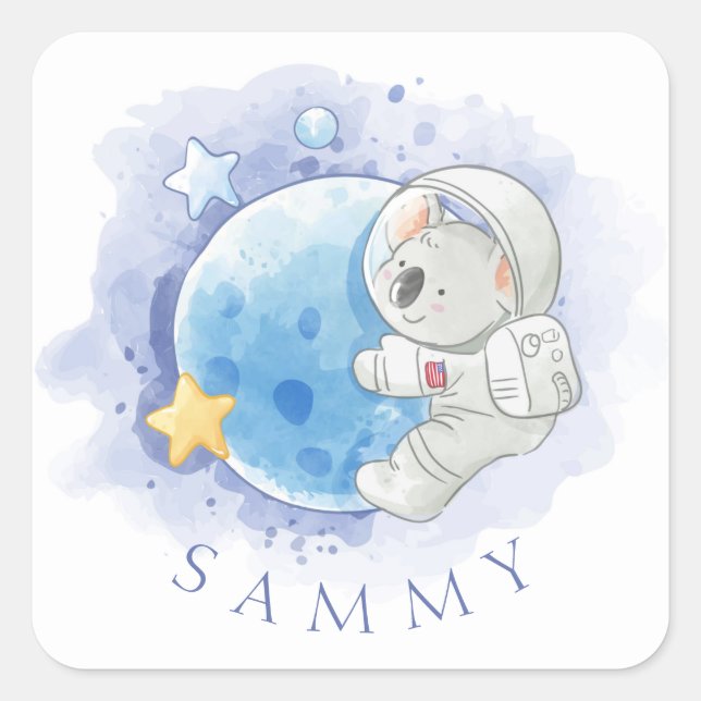 CARRÉ ENVELOPE SEAL STICKER : KOALA SUR LA LUNE (Devant)