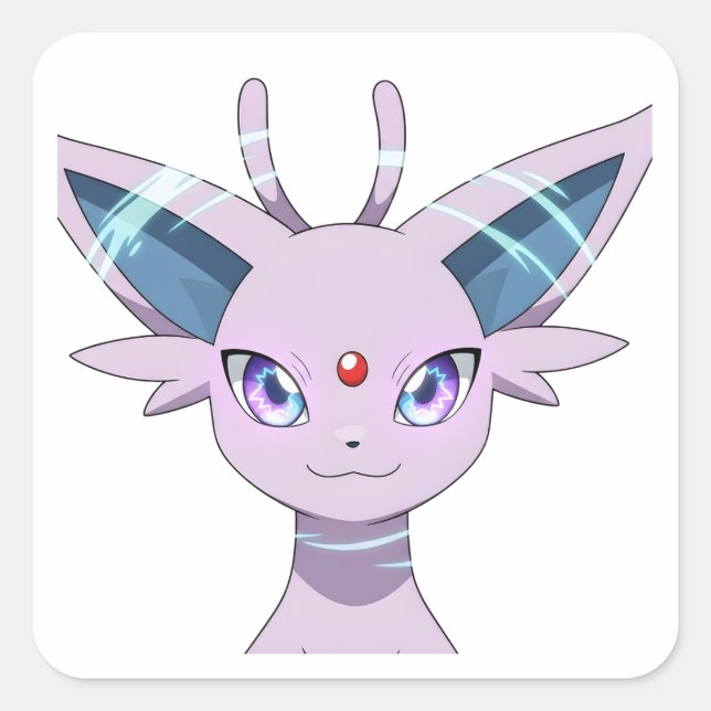 Carré Espeon Evolution Purple Psychic Pokemon Sticker |  (Devant)