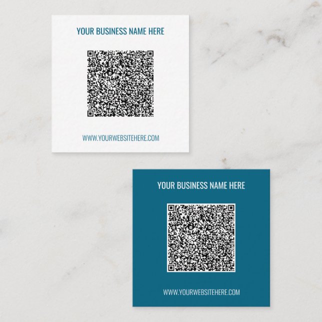 Carré Exemple de code QR et de carte de visite textuelle (Devant / Derrière)