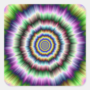 Carré Explosion en violet Sticker vert et bleu