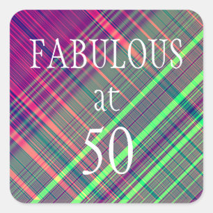Carré Fabulous at 50 Glitch Square Sticker