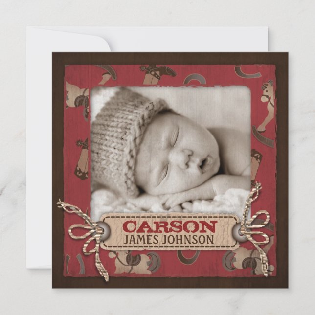 Carré Faire-part bébé Cowboy (Devant)