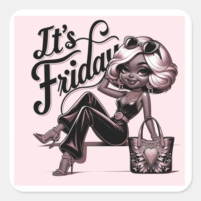 Carré Fashionista Friday Vibes Sticker 🎀 (Devant)