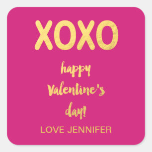 Carré Faux Gold Foil XOXO Sticker pour la Saint-Valent