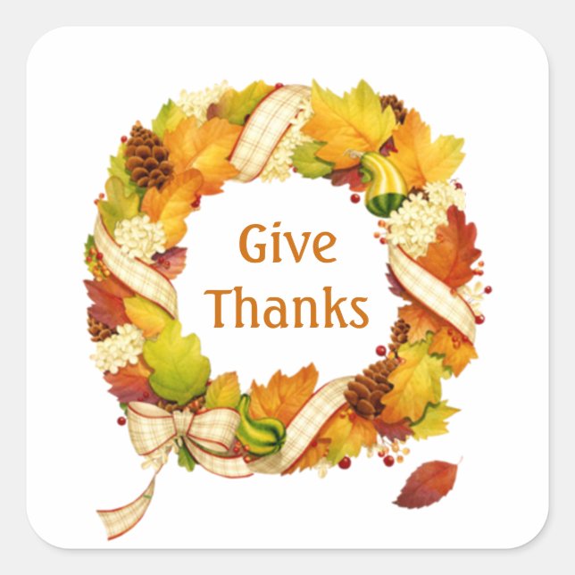 Carré Feuilles d'automne wath Thanksgiving Sticker (Devant)