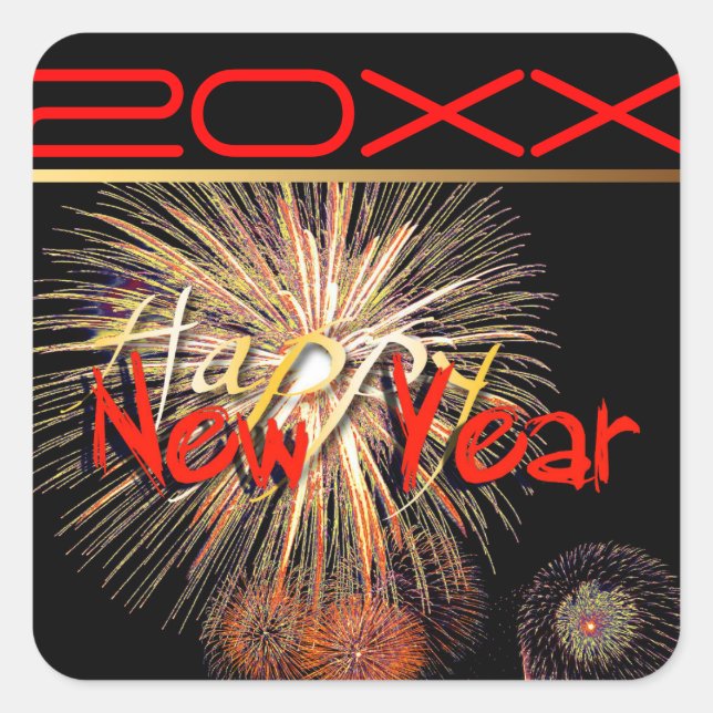 Carré Fireworks Happy New Year Custom 2019 S Sticker (Devant)