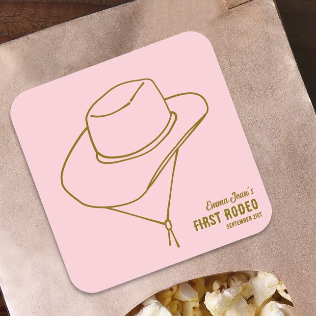 Carré First Rodeo Pink Cowgirl Hat 1st Birthday Sticker (First Rodeo Pink Cowgirl Hat 1st Birthday Sticker
)