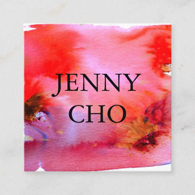 Carré Flèches et éclaboussures carte de visite d'aquarel (Devant)