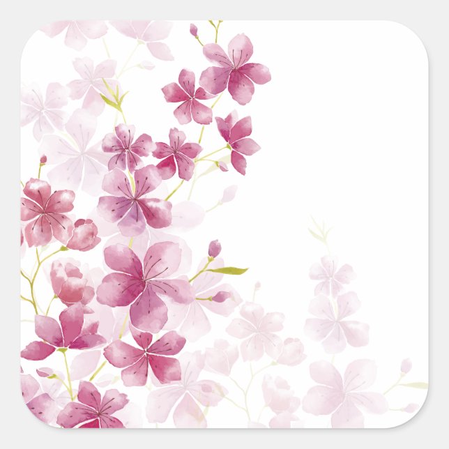 Carré Fleur de cerise simple mais élégante | Sticker (Devant)