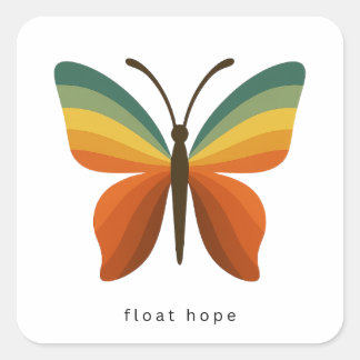 Carré Float Hope Retro Rainbow Butterfly Square Sticker