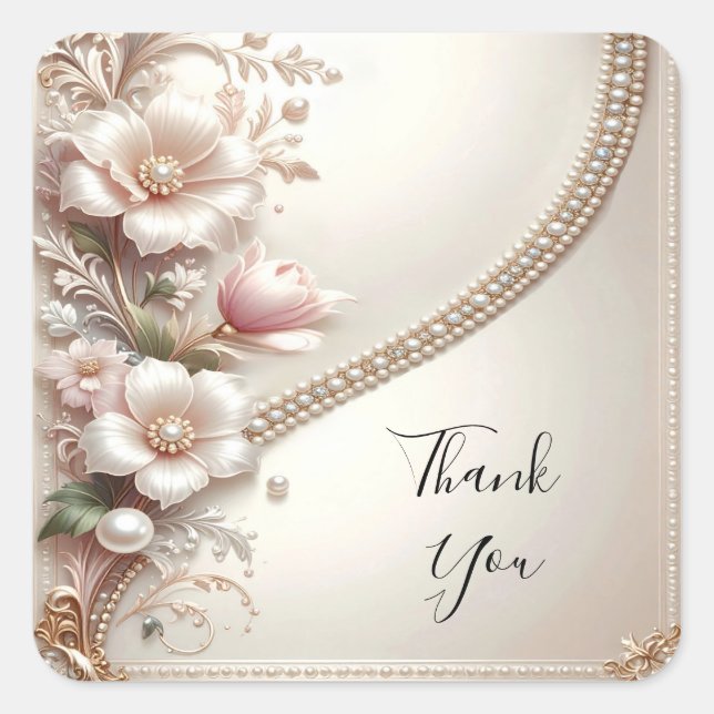 Carré Floral and Pearl Embellishments Sticker (Devant)