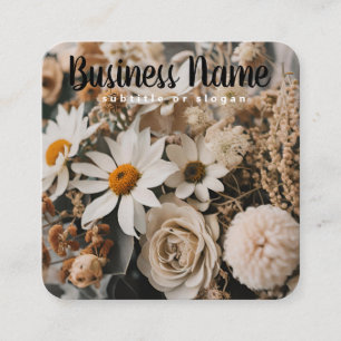 Carré Floral chic Neutre Boho Carte de visite