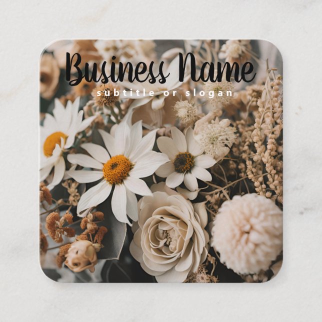 Carré Floral chic | Neutre | Boho | Carte de visite (Devant)