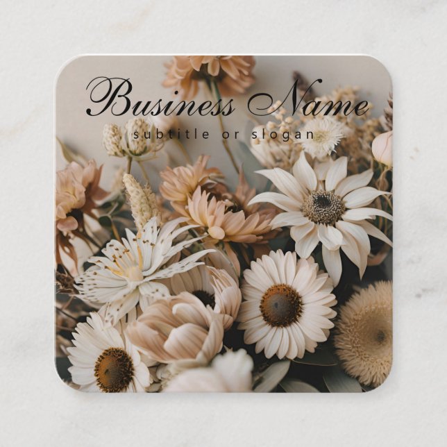 Carré Floral esthétique | Chic | Boho | Carte de visite (Devant)